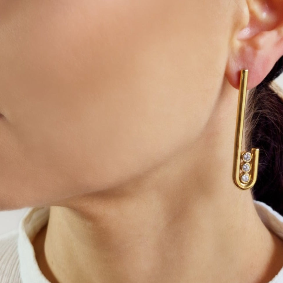 Legacy Collection Effie Earrings in 18ct yellow gold with 0.16ct VS/SI1 diamonds, 50mm length. Glamorous and elegant, inspired by the designer's vibrant aunt. Perfect for making a statement. Customizable with alternative gemstones. Sold as a pair