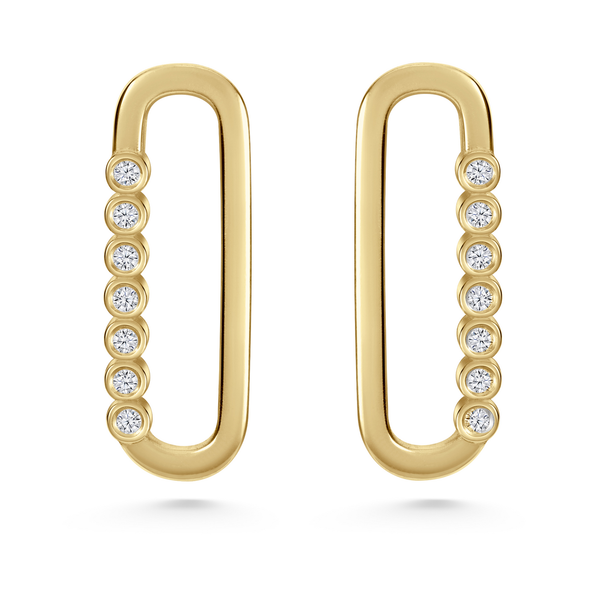 Legacy Collection
Jill Earrings in 9ct yellow gold with 0.16ct SI1 diamonds, 24mm length. Timeless design embodying sophistication and self-expression. Wear alone for an elegant, subtle statement. Customisable with alternative gemstones. Sold as a pair