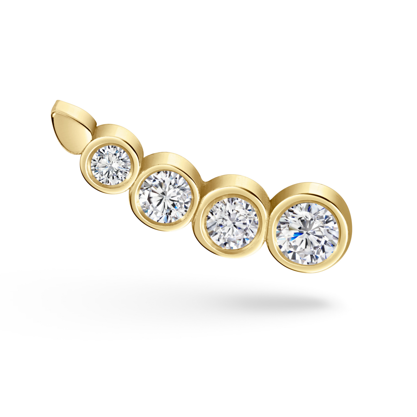 Legacy Collection Marie Stud Earrings in 14ct yellow gold with 0.5ct - 0.16ct SI1 diamonds, 12.6mm length. Radiant and angelic, perfect for understated elegance or stacking. Customisable with alternative gemstones. Sold as a pair or single