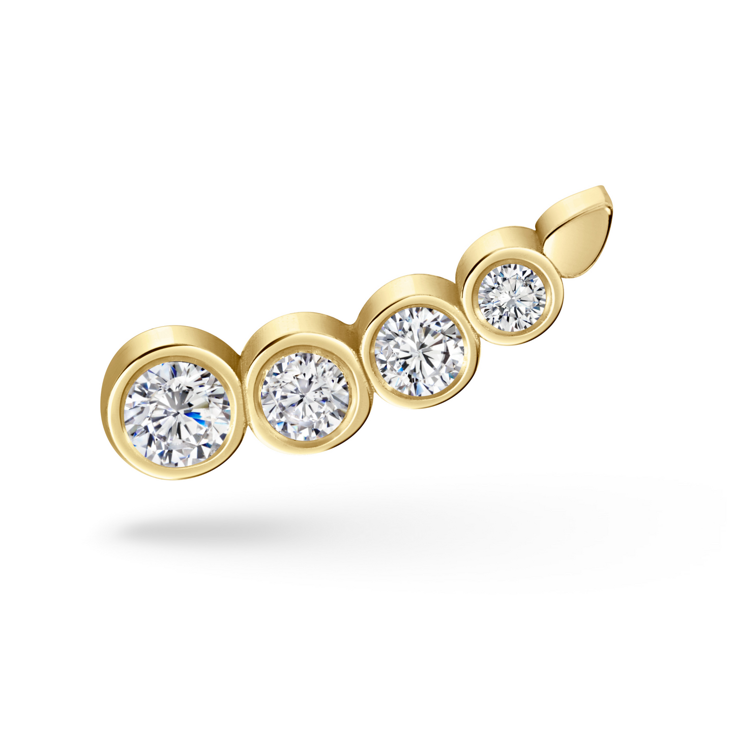 Legacy Collection Marie Stud Earrings in 14ct yellow gold with 0.5ct - 0.16ct SI1 diamonds, 12.6mm length. Radiant and angelic, perfect for understated elegance or stacking. Customisable with alternative gemstones. Sold as a pair or single