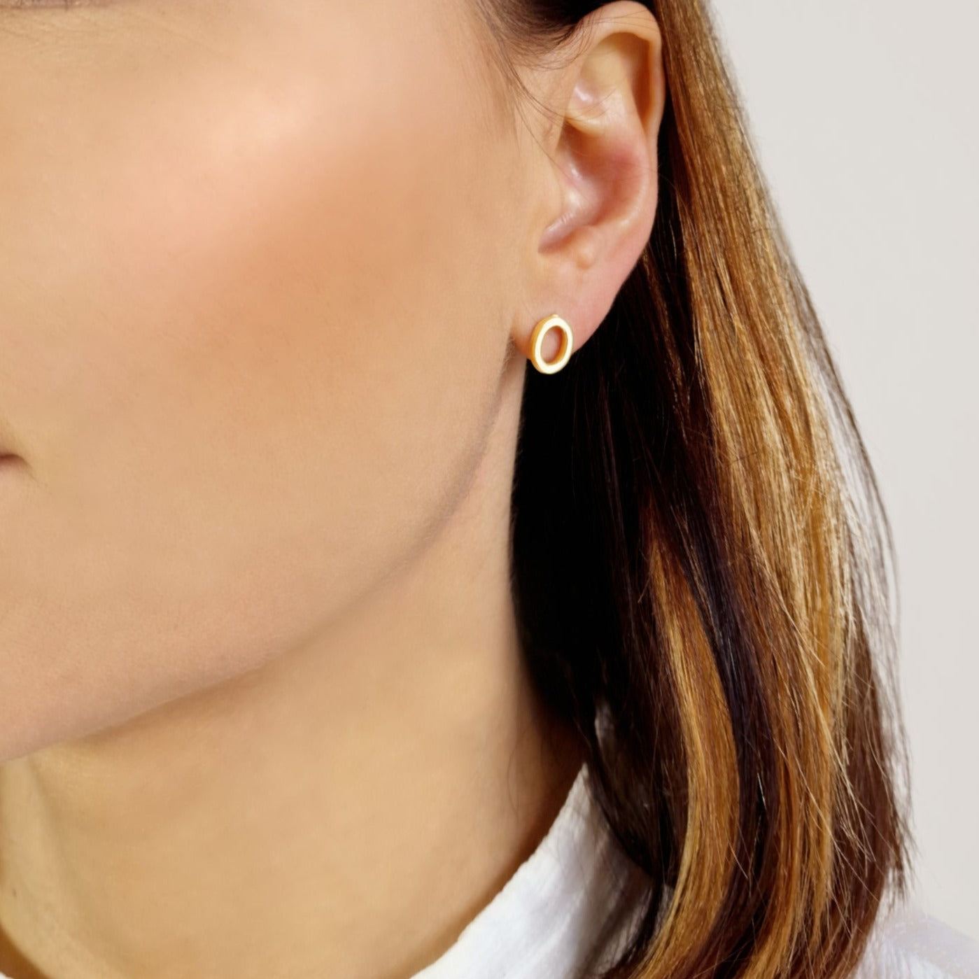 Legacy Collection Mary Stud Earrings in 14ct yellow gold, 10mm length. Modern, minimalist design with understated elegance. Sold as a pair or single, a timeless piece for any occasion.