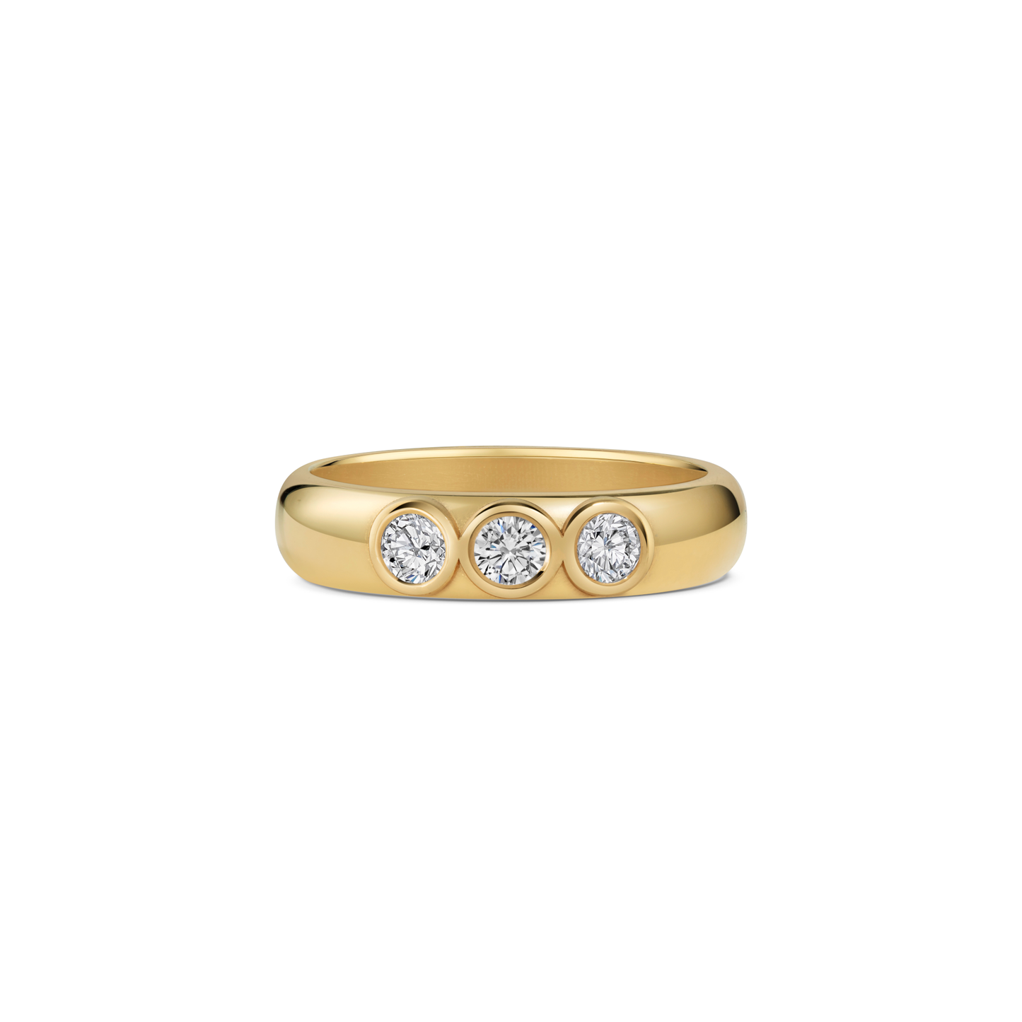 Legacy Collection Nia Diamond Gold Ring in 14ct yellow gold with 0.16ct SI1 diamonds, 3-4.5mm width. Timeless and versatile, ideal as a wedding, engagement, or stacking ring with understated elegance.