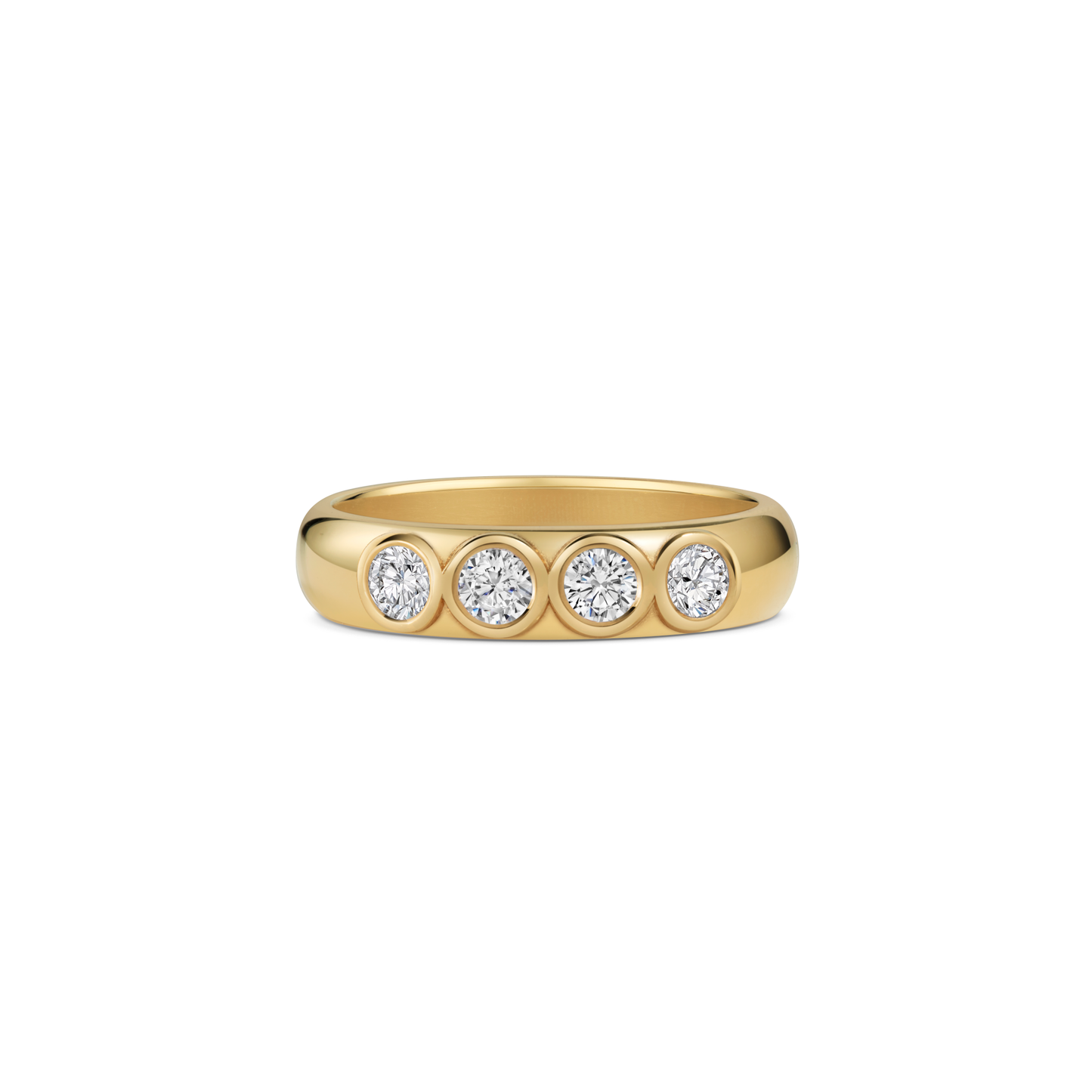Legacy Collection Nia Diamond Gold Ring in 14ct yellow gold with 0.16ct SI1 diamonds, 3-4.5mm width. Timeless and versatile, ideal as a wedding, engagement, or stacking ring with understated elegance