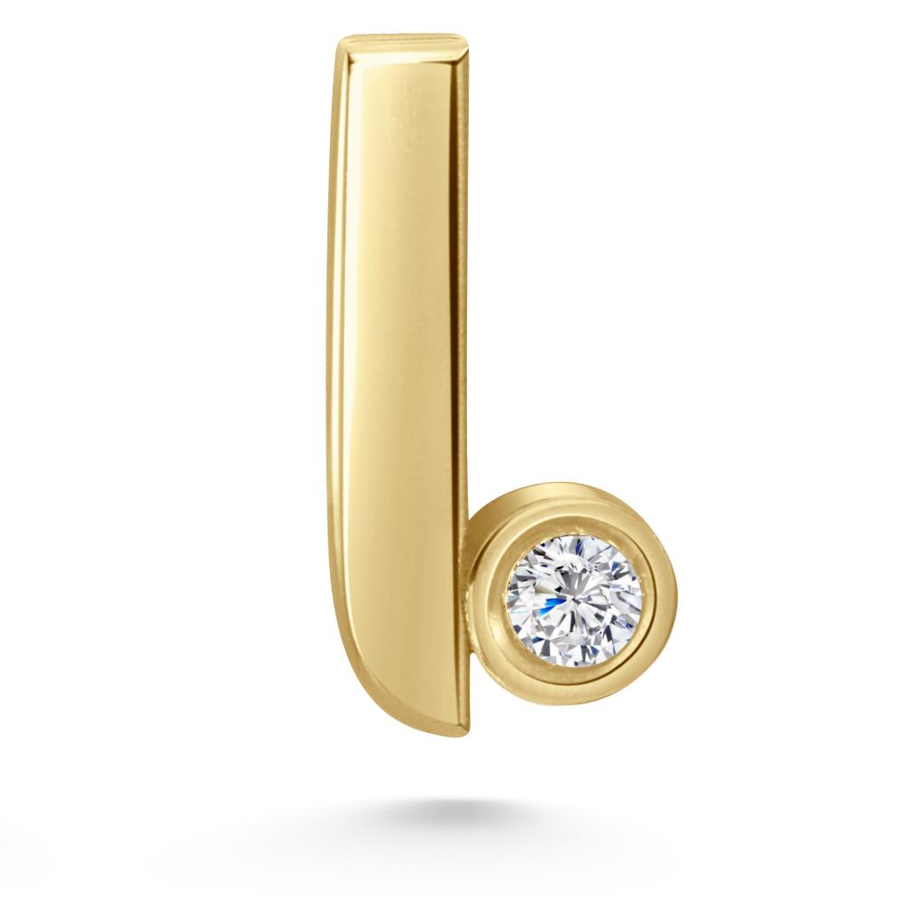 Seven Aunties Collection. Sunni Stud Earrings in 9ct yellow gold with 0.5ct SI1 diamonds, 10mm length. A striking tribute with a refined twist on classic studs, perfect for wearing alone or layered. Sold as a pair or single, customisable with alternative gemstones.