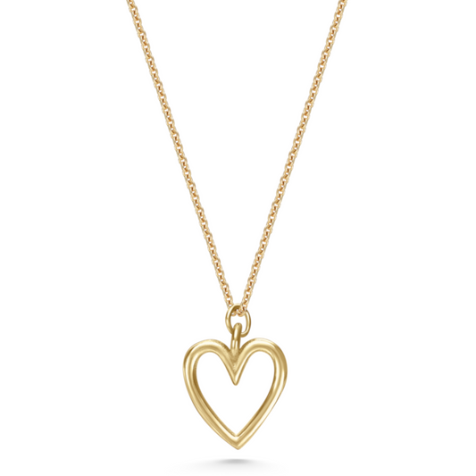 Adinkra Collection Akoma Necklace in polished 9ct yellow gold, 10mm pendant. Symbolising love, patience, and faithfulness. Perfect for everyday wear, alone or layered. Sold on a 16-inch chain.