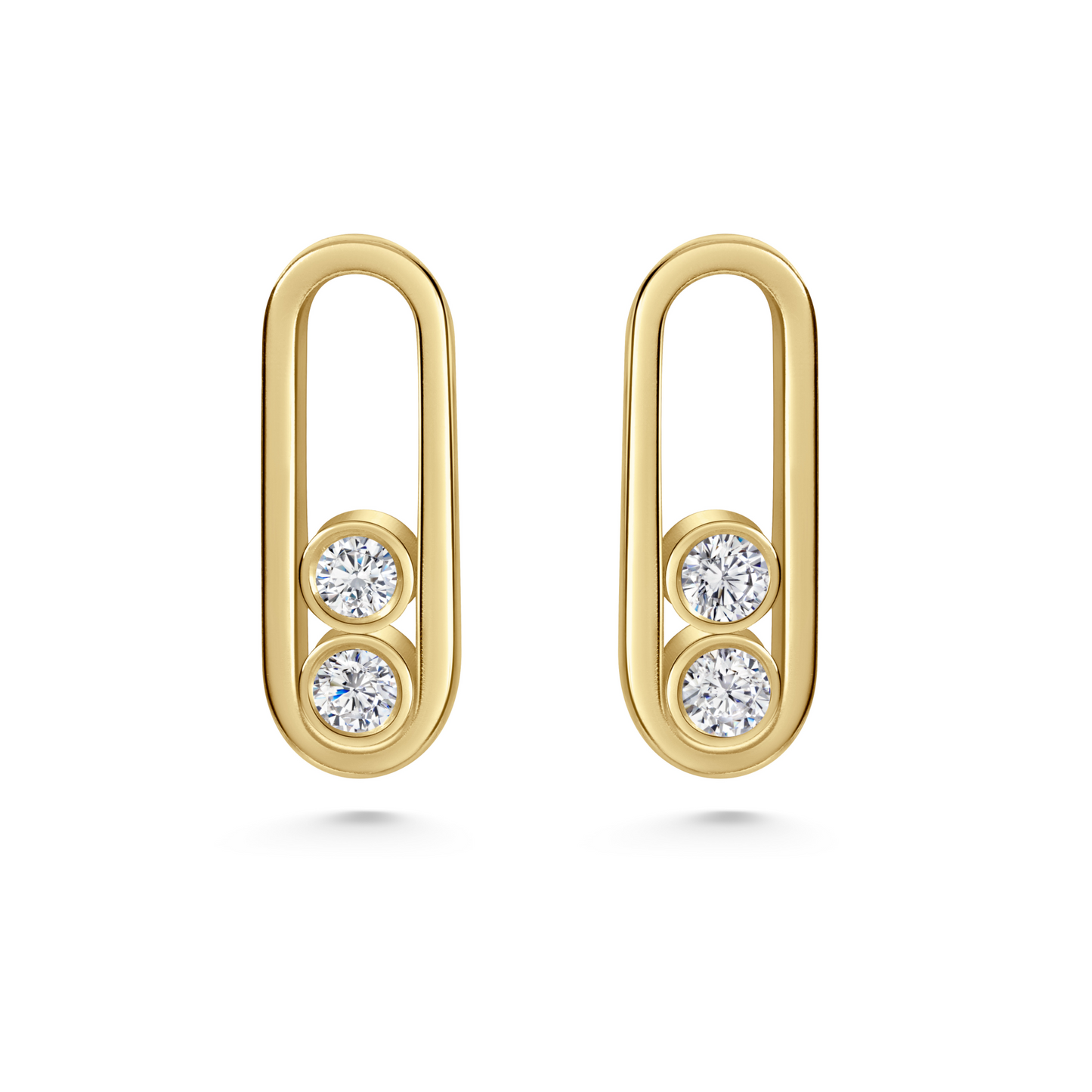 14ct yellow gold with 0.5ct SI1 diamonds, 10mm length. Timeless artistry, classic glamour, versatile for daily wear or special events. Customizable with alternative gemstones. Sold as a pair.