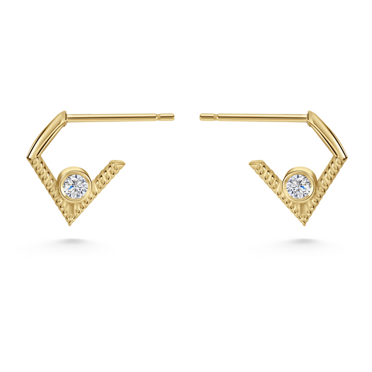 Legacy Collection 

Mini Blige Earrings in 14ct yellow gold with 0.09ct SI1 diamond, 12mm length. Luxurious door-knocker design, offering understated elegance or a striking look when stacked. Sold as a pair or single, customisable with alternative gemstones