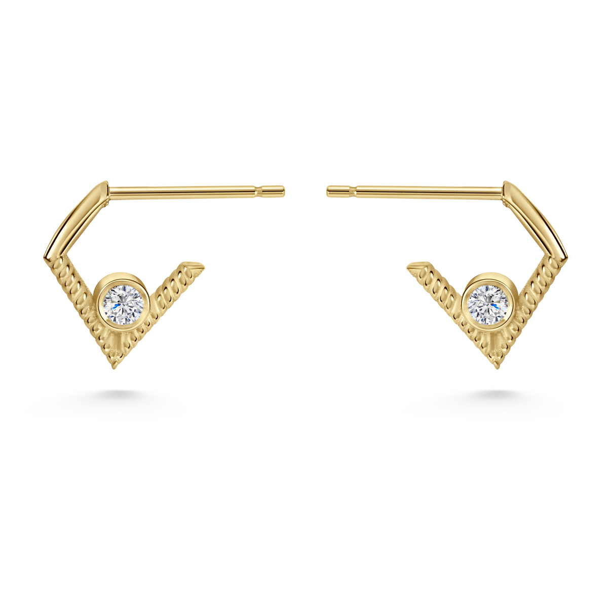 Seven Aunties Collection 

Mini Blige Earrings in 9ct yellow gold with 0.09ct SI1 diamond, 12mm length. Luxurious door-knocker design, offering understated elegance or a striking look when stacked. Sold as a pair or single, customisable with alternative gemstones
