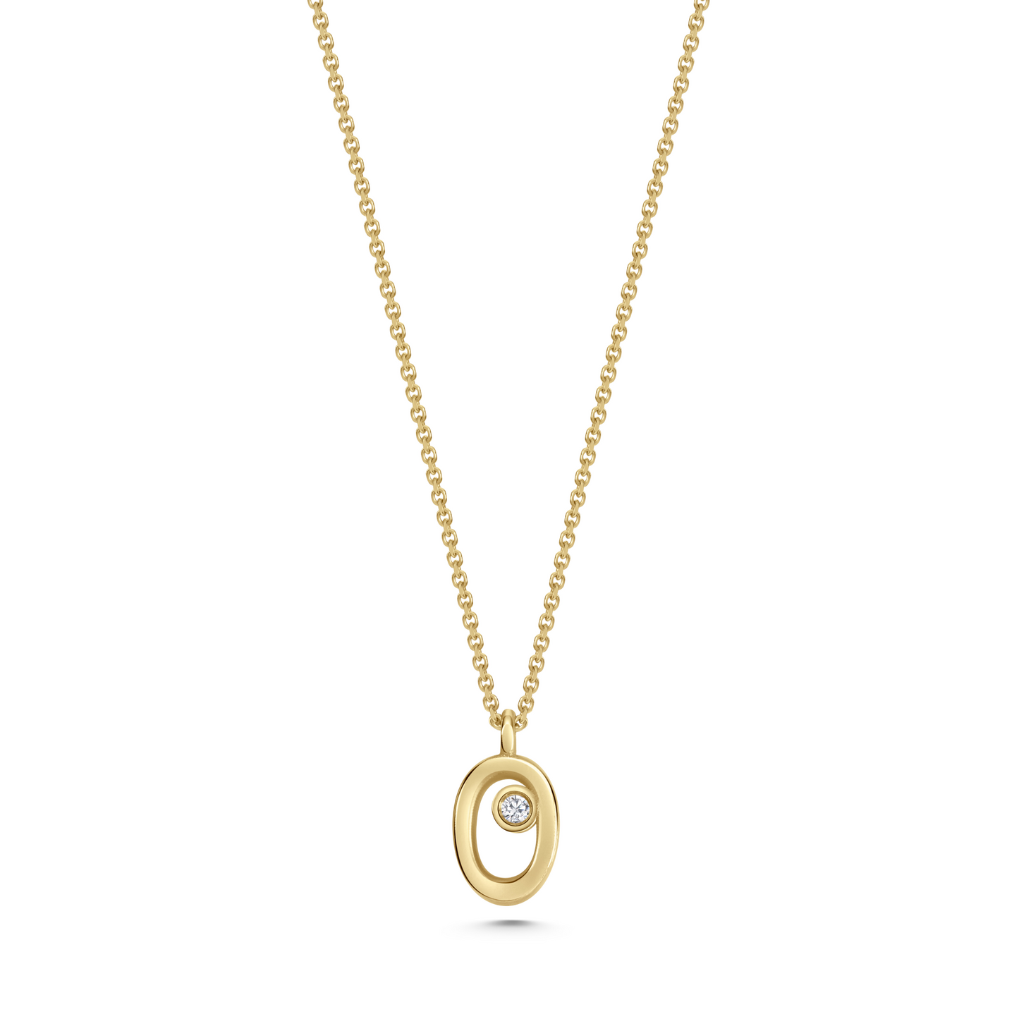 Legacy Collection Diana Mini Pendant Necklace in 14ct yellow gold with 0.16ct SI1 diamond, 8mm length. A heartfelt tribute, perfect alone or layered. Customizable with alternative gemstones. Sold on a 16-inch chain.