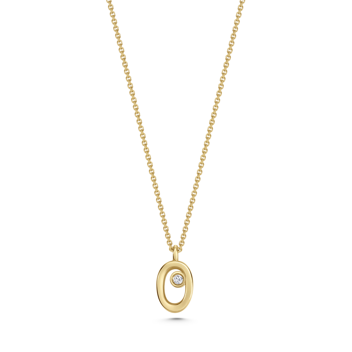 Seven Aunties Collection Diana Mini Pendant Necklace in 9ct yellow gold with 0.16ct SI1 diamond, 8mm length. A heartfelt tribute, perfect alone or layered. Customizable with alternative gemstones. Sold on a 16-inch chain.