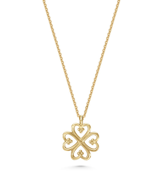 Adinkra Collection Nyame Dua Charm Necklace in polished 14ct yellow gold, 10mm pendant. Symbolizing God's presence and protection, with timeless elegance. Perfect alone or layered. Sold on a 16-inch chain.