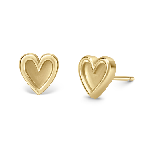 Adinkra Collection
Akoma meaning "Heart'. A symbol of love, goodwill, patience, faithfulness, fondness, endurance, and consistency. Wear them alone for a subtle touch or paired with other earrings for a more impactful look. Perfect for everyday wear, adds timeless elegance to any ensemble.

Also sold as singles

Crafted in: polished 9ct yellow gold.

Measurement: Stud 7mm (H)