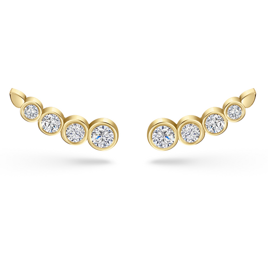 Legacy Collection Marie Stud Earrings in 14ct yellow gold with 0.5ct - 0.16ct SI1 diamonds, 12.6mm length. Radiant and angelic, perfect for understated elegance or stacking. Customisable with alternative gemstones. Sold as a pair or single