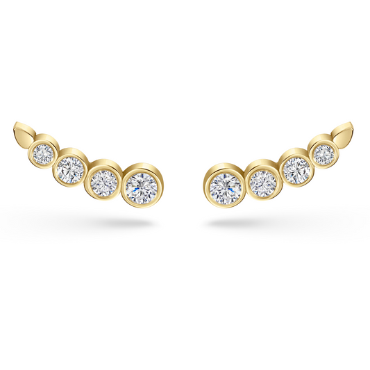 The Seven Aunties Collection. Marie Stud Earrings in 9ct yellow gold with 0.5ct - 0.16ct SI1 diamonds, 12.6mm length. Radiant and angelic, perfect for understated elegance or stacking. Customisable with alternative gemstones. Sold as a pair or single