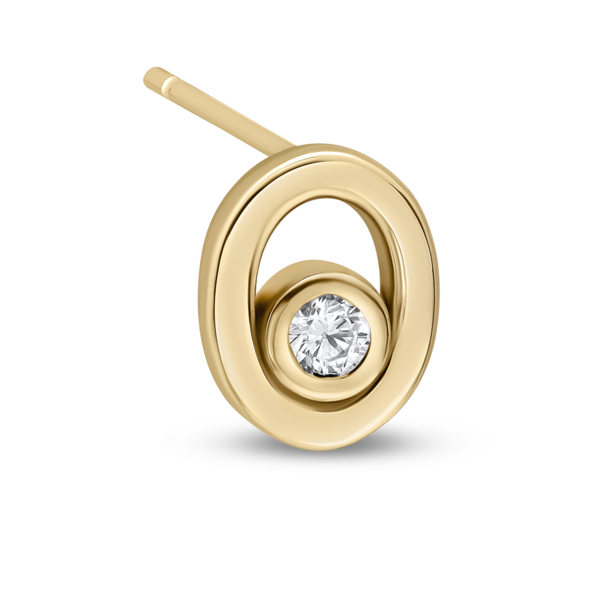 Seven Aunties Collection. Mary Stud Earrings in 9ct or 18ct yellow gold with  0.32ct VS/SI1 diamonds, 10mm length. Modern, minimalist design reflecting understated elegance. Sold as a pair or single, customisable with alternative stone colors.