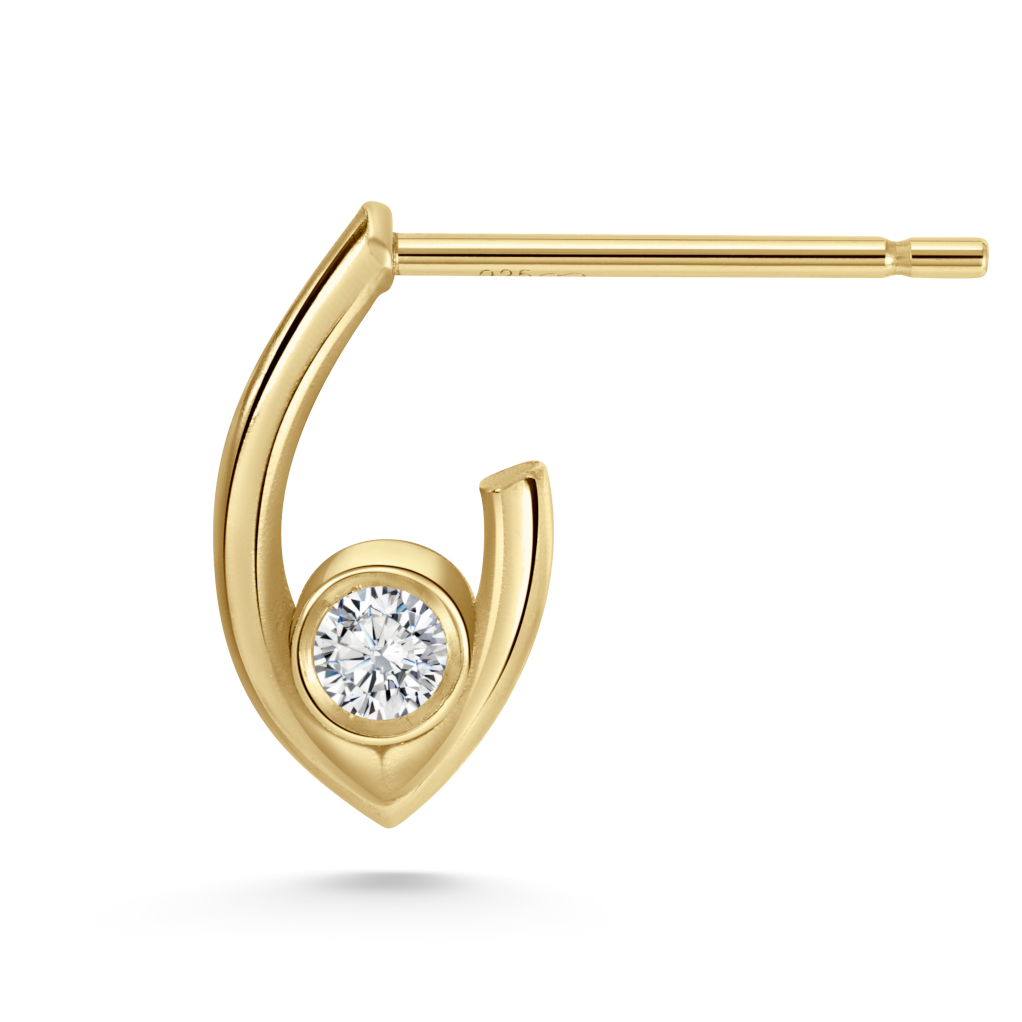 Legacy Collection Mini Florence Earrings in 14ct yellow gold with 0.09ct SI1 diamonds, 12mm length. Elegant and timeless, perfect for understated elegance or stacking. Sold as a pair or single.