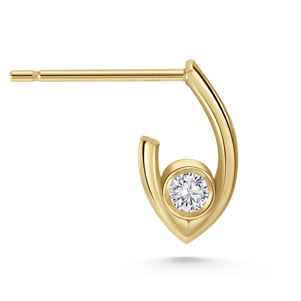 Legacy Collection Mini Florence Earrings in 14ct yellow gold with 0.09ct SI1 diamonds, 12mm length. Elegant and timeless, perfect for understated elegance or stacking. Sold as a pair or single.