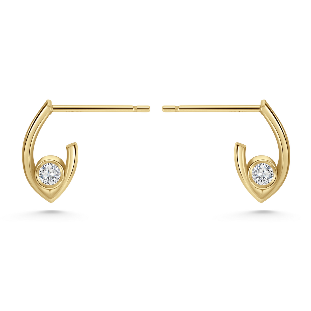 Seven Aunties Collection. Mini Florence Earrings in 9ct yellow gold with 0.09ct SI1 diamonds, 12mm length. Elegant and timeless, perfect for understated elegance or stacking. Sold as a pair or single.