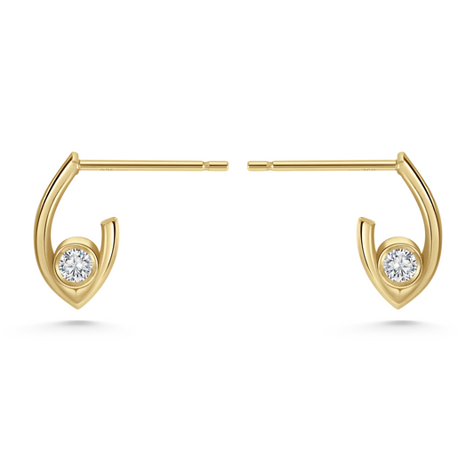 Seven Aunties Collection. Mini Florence Earrings in 9ct yellow gold with 0.09ct SI1 diamonds, 12mm length. Elegant and timeless, perfect for understated elegance or stacking. Sold as a pair or single.