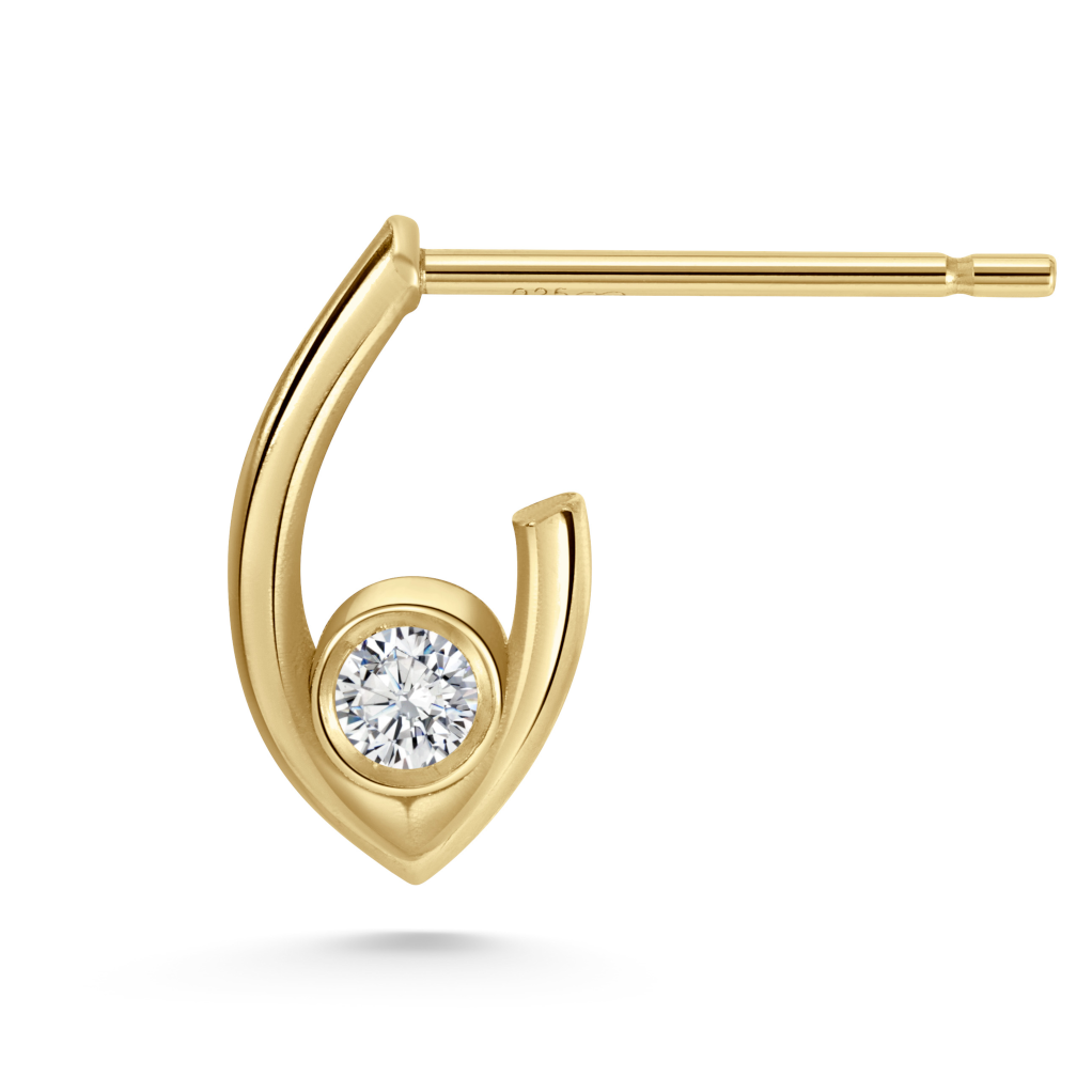 Seven Aunties Collection. Mini Florence Earrings in 9ct yellow gold with 0.09ct SI1 diamonds, 12mm length. Elegant and timeless, perfect for understated elegance or stacking. Sold as a pair or single.