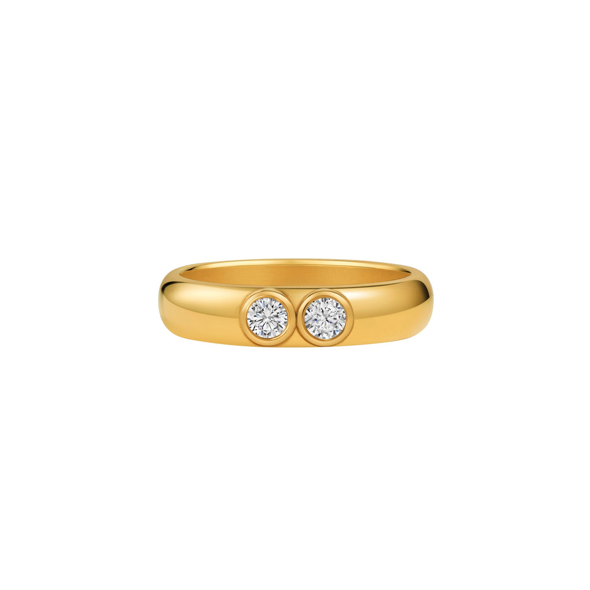 Seven Aunties Collection. Nia Diamond Gold Ring in 18ct yellow gold with 0.16ct SI1 diamonds, 3-4.5mm width. Timeless and versatile, ideal as a wedding, engagement, or stacking ring with understated elegance.