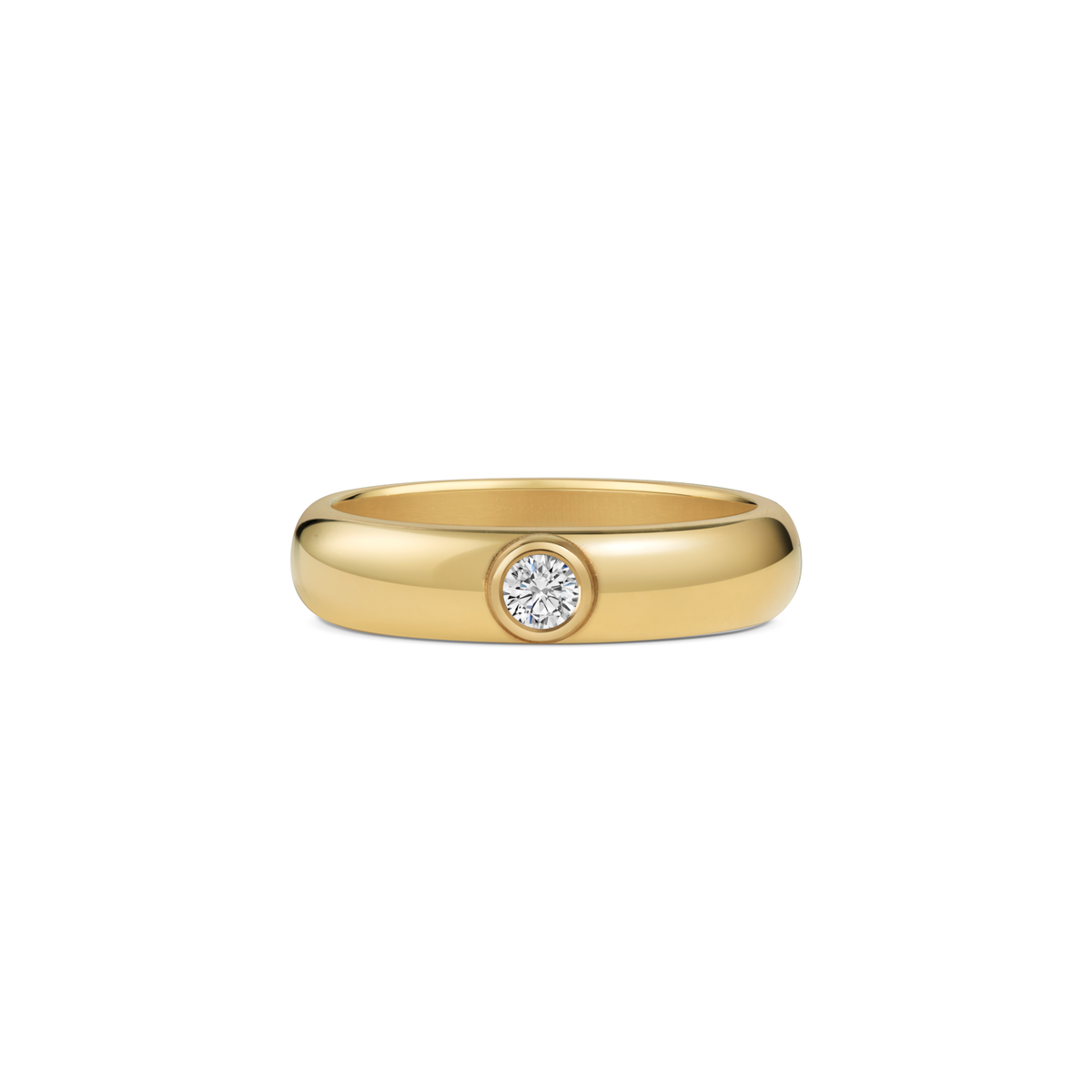 Seven Aunties Collection. Nia Diamond Gold Ring in 9ct yellow gold with 0.16ct SI1 diamonds, 3- 4.5 mm width. Timeless and versatile, ideal as a wedding, engagement, or stacking ring with understated elegance.