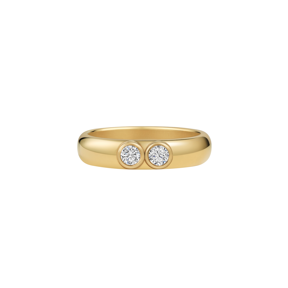 Seven Aunties Collection. Nia Diamond Gold Ring in 9ct yellow gold with 0.16ct SI1 diamonds, 3-4.5mm width. Timeless and versatile, ideal as a wedding, engagement, or stacking ring with understated elegance