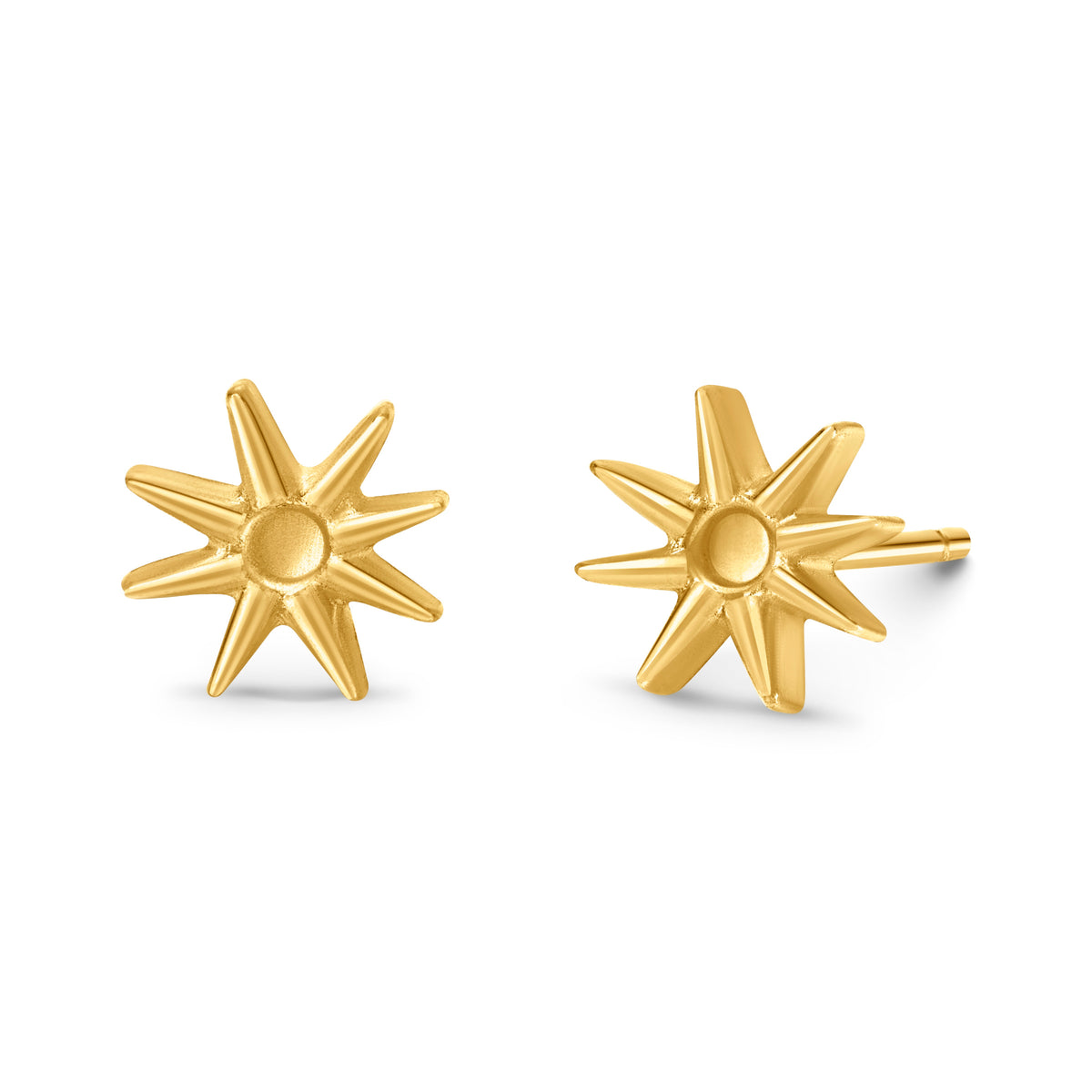 Adinkra Collection Nsoromma Studs in polished 18ct yellow gold, symbolising God's guardianship ('children of the heavens').  Wear them alone for a subtle touch or paired with other earrings for a more impactful look. Perfect for everyday wear, adds timeless elegance to any ensemble.