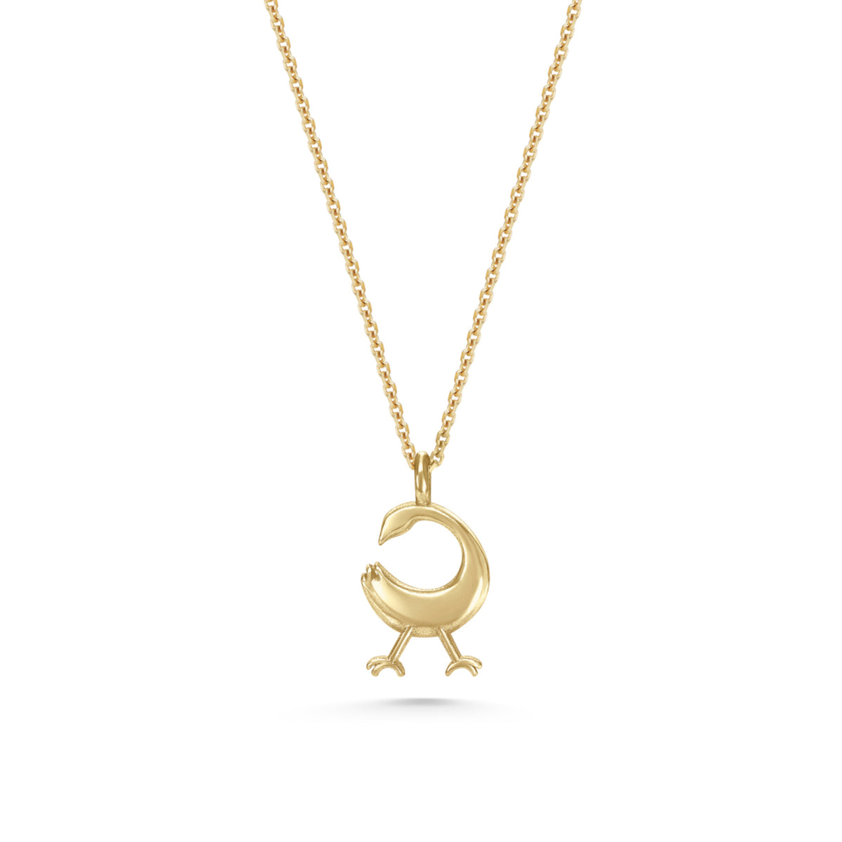 Adinkra Collection
A 9ct gold necklace with a pendant representing the Adinkra symbol 'Sankofa', which is a bird in flight. The pendant is attached to a chain and displayed against a white background.