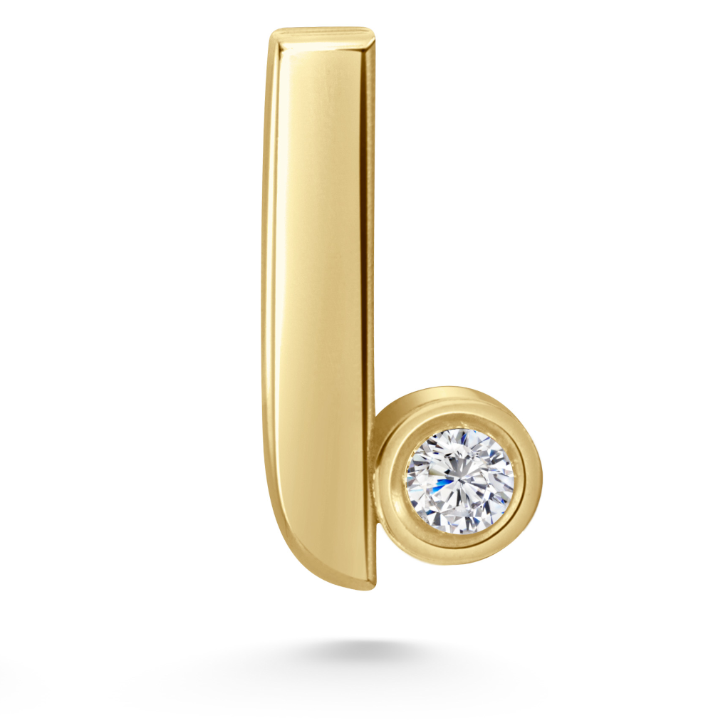 Sunni Stud Earrings in 14ct yellow gold with 0.5ct SI1 diamonds, 10mm length. A striking tribute with a refined twist on classic studs, perfect for wearing alone or layered. Sold as a pair or single, customisable with alternative gemstones.