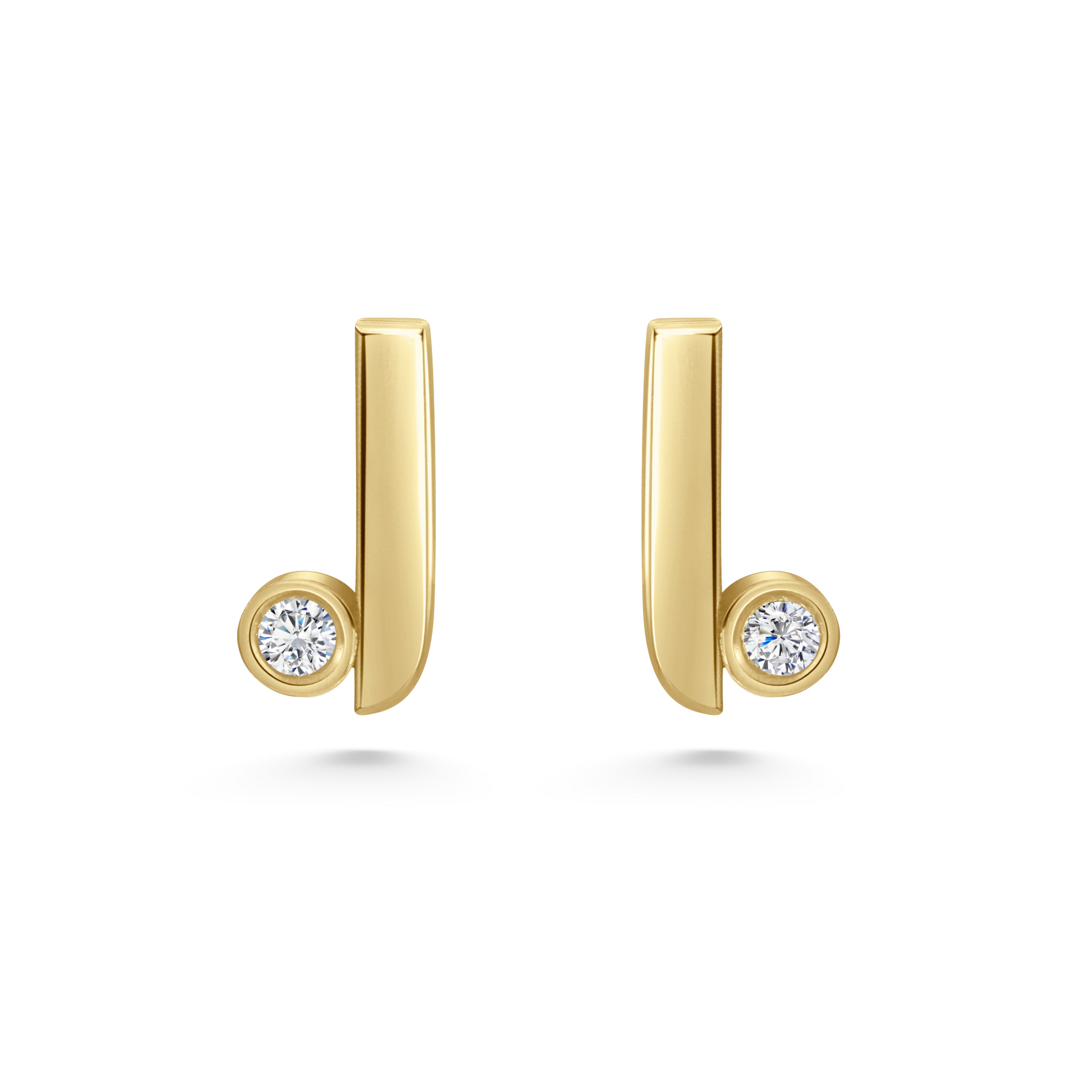 Legacy Collection 
Sunni Stud Earrings in 14ct yellow gold with 0.5ct SI1 diamonds, 10mm length. A striking tribute with a refined twist on classic studs, perfect for wearing alone or layered. Sold as a pair or single, customisable with alternative gemstones.