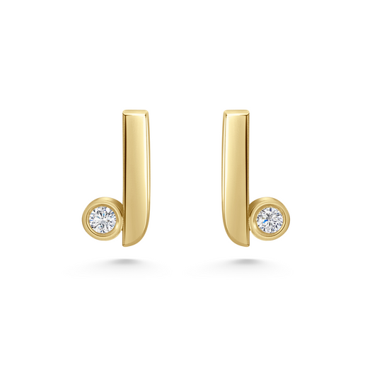 Seven Aunties  Collection
Sunni Stud Earrings in 9ct yellow gold with 0.5ct SI1 diamonds, 10mm length. A striking tribute with a refined twist on classic studs, perfect for wearing alone or layered. Sold as a pair or single, customisable with alternative gemstones.