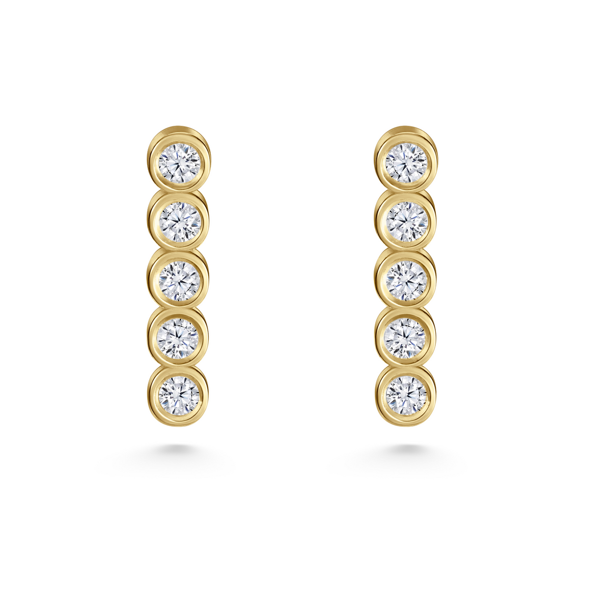 Seven Aunties Collection 
Tracee Pin Earrings in 9ct yellow gold with 0.5ct SI1 diamonds, 14.5mm length. Delicate, timeless, and minimal, embodying vibrant elegance. Sold as a pair or single, customisable with alternative gemstones.