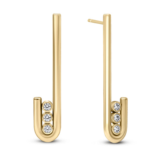 Legacy Collection Effie Earrings in 18ct yellow gold with 0.16ct VS/SI1 diamonds, 50mm length. Glamorous and elegant, inspired by the designer's vibrant aunt. Perfect for making a statement. Customizable with alternative gemstones. Sold as a pair