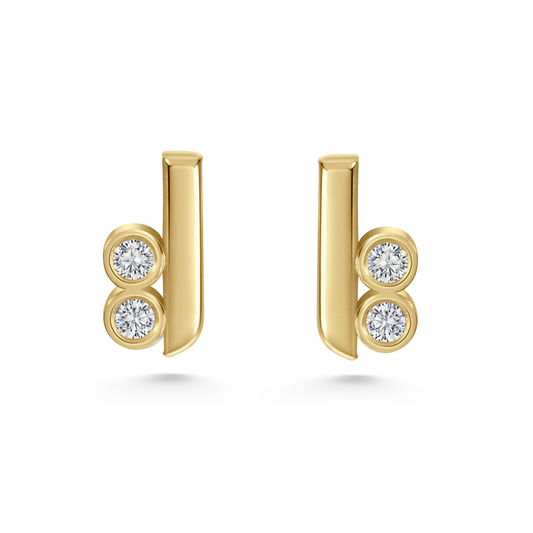 Legacy Collection Grace Stud Earrings in 14ct yellow gold with 0.5ct SI1 diamonds, 10mm length. Iconic elegance and timeless sophistication. Wear as a single or pair for a versatile look. Customisable with alternative gemstones. Sold as a pair or single