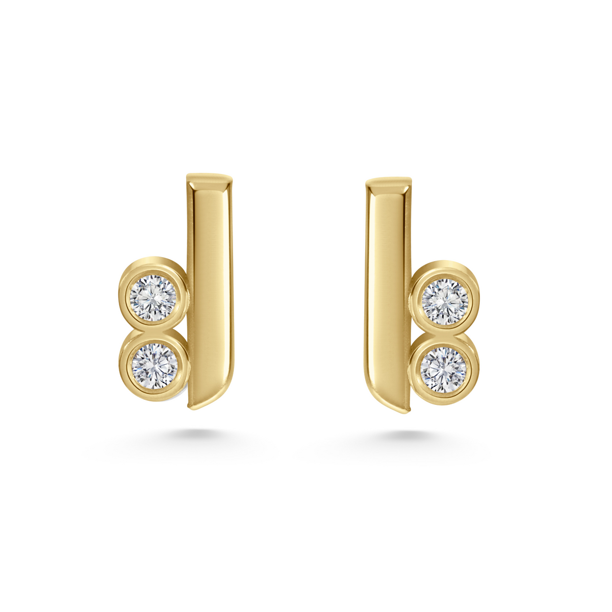 Seven Aunties Collection Grace Stud Earrings in 9ct yellow gold with 0.5ct SI1 diamonds, 10mm length. Iconic elegance and timeless sophistication. Wear as a single or pair for a versatile look. Customisable with alternative gemstones. Sold as a pair or single