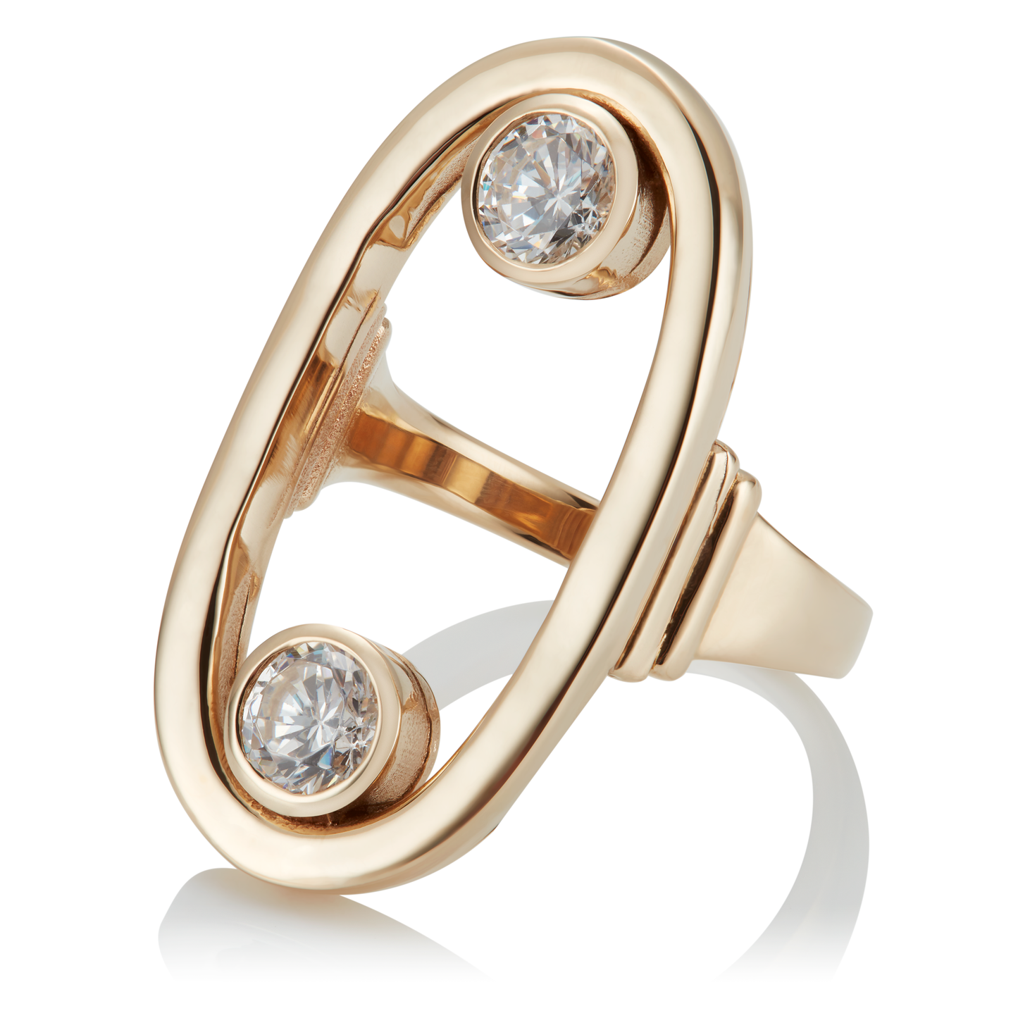 Legacy Collection 
Martha Ring in 18ct yellow gold with 1.31ct VS/SI diamonds, 30mm length. Luxurious and impactful design, a tribute to a beloved family member. Available in various sizes and customisable with alternative gemstones.